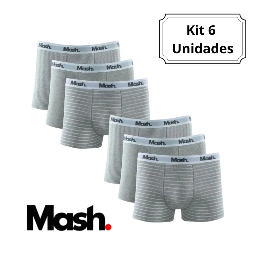 Kit 6 Cuecas Boxer Mash Listrada 110.38 Adulto Original Algodão Combo Promoção