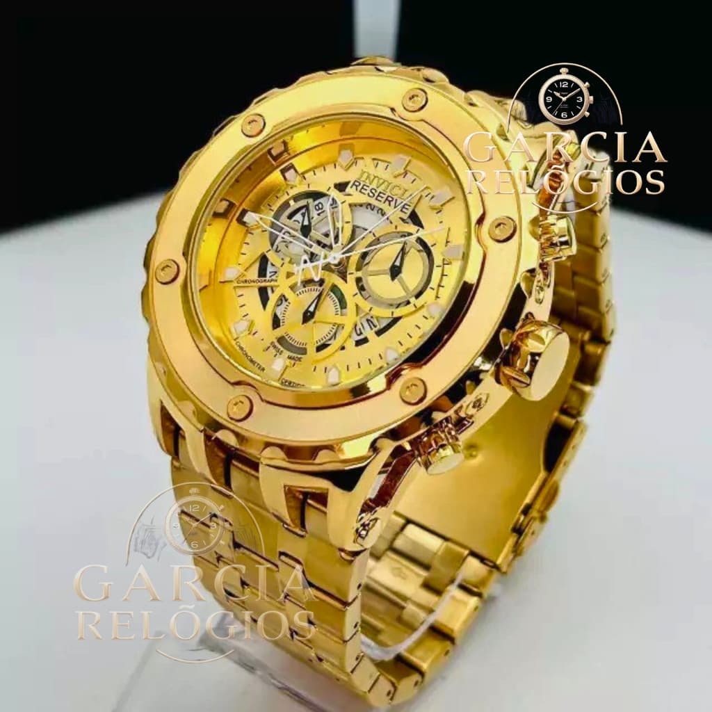 Relógio Masculino Invicta SHAQ Magnum Dourado | Edição Luxo