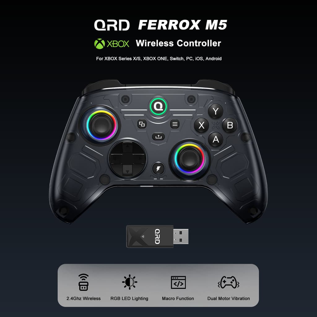 QRD FERROX M5 Xbox Controller Gamepad Sem Fio Para console De Jogos Series X S One , Com Joystick De Efeito Hall
