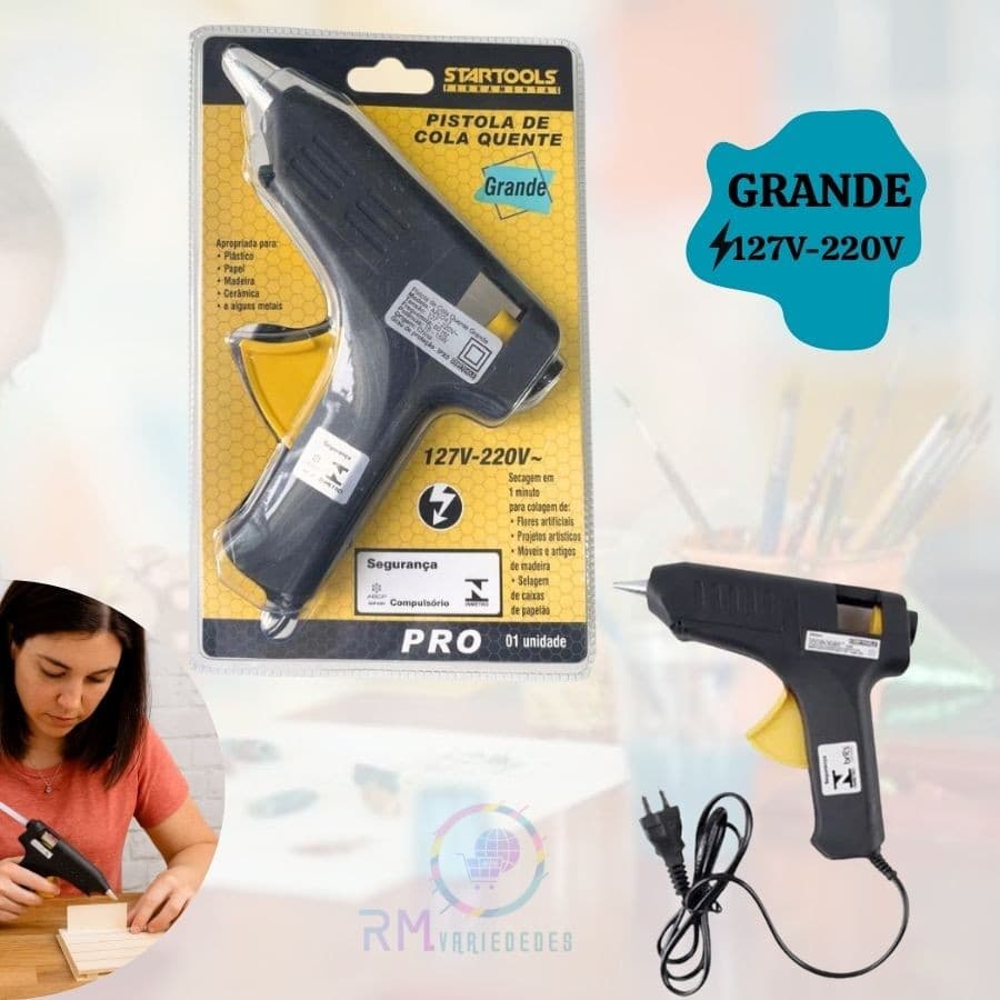 Aplicador De Cola Quente Profissional Grande 15w 127-220v Bivolt Opção Com Bastões ou Sem