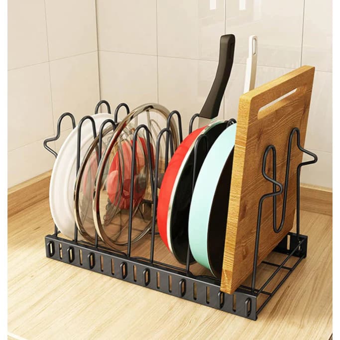 Organizador Panelas Prateleira Concha Talheres Rack Tampa Prato Cozinha Armário Suporte