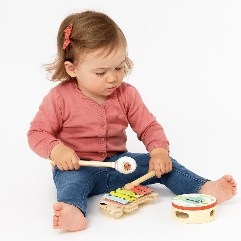 Kit Instrumentos Musicais Bebê Infantil Madeira Educativo