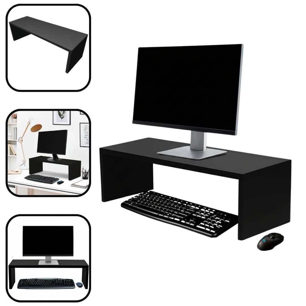 Suporte Base Para Monitor 20x60x20cm MDF Preto