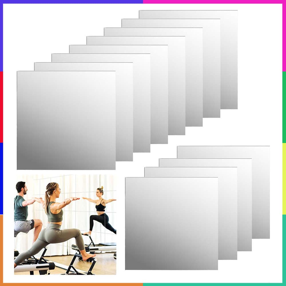 12 Peças Espelho adesivo Autocolante decorativo 30 x 30cm Nitidez De perto boa,Devendo ser colocado em lugar liso plano