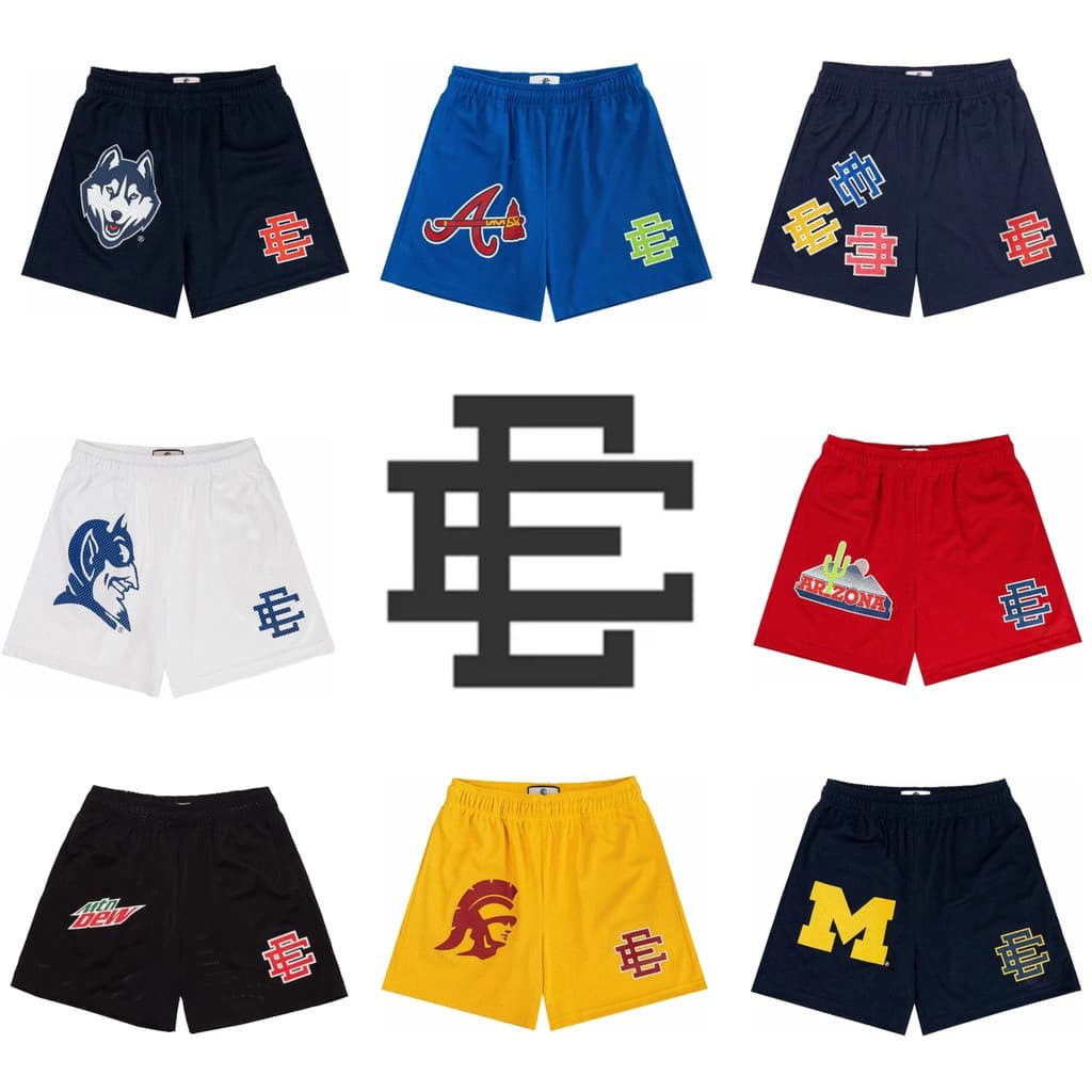 2025 Novo Verão Eric Emanuel EE Malha Básica Curto Clássico Floral Impresso Ginásio Shorts Masculino Basquete Esportes C