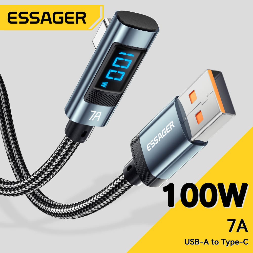 Essager USB Tipo C PD 100W Cabo de Cotovelo Carregamento Rápido para HUAWEI, Oneplus, Samsung, Xiaomi