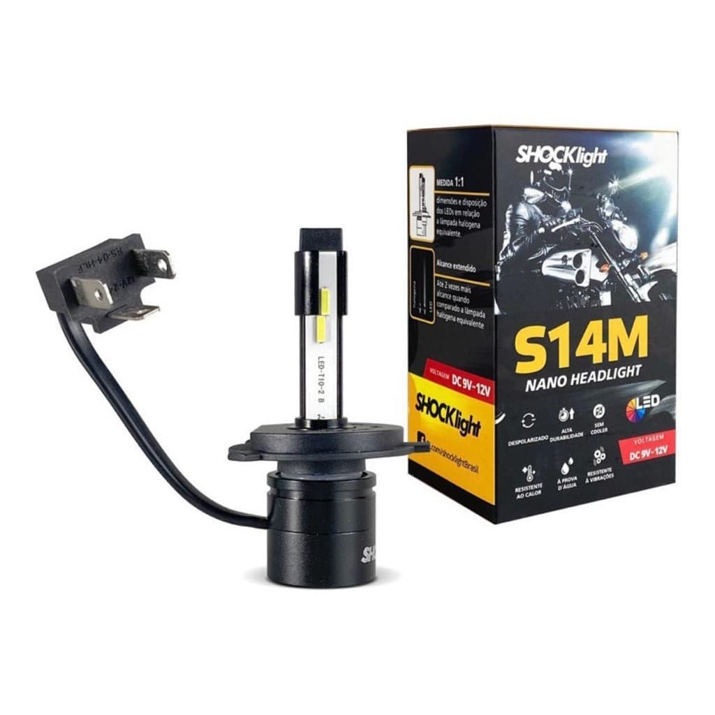 Lâmpada Super Led Shocklight 32w S14m s14 Moto Nano H4 6000k não serve em corrente alternada