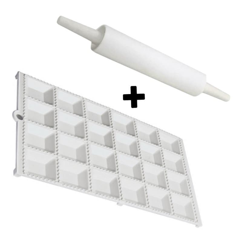 Kit Forma Mini Pastel E Ravioli 24 Cavidades E Rolo Para Abrir Massa