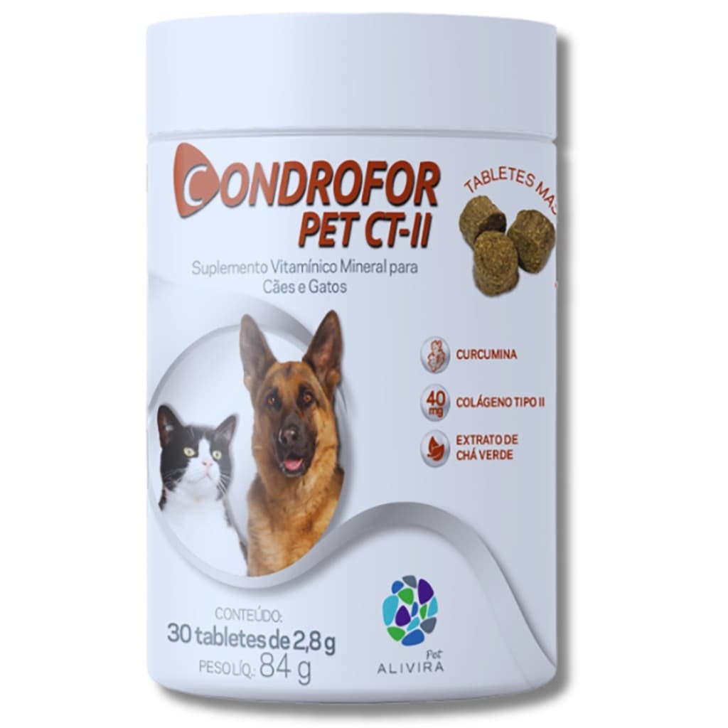 Condrofor Pet Ct II Tabletes Mastigaveis Alivira Pet 84g Tratamento para Displasia Coxofemoral