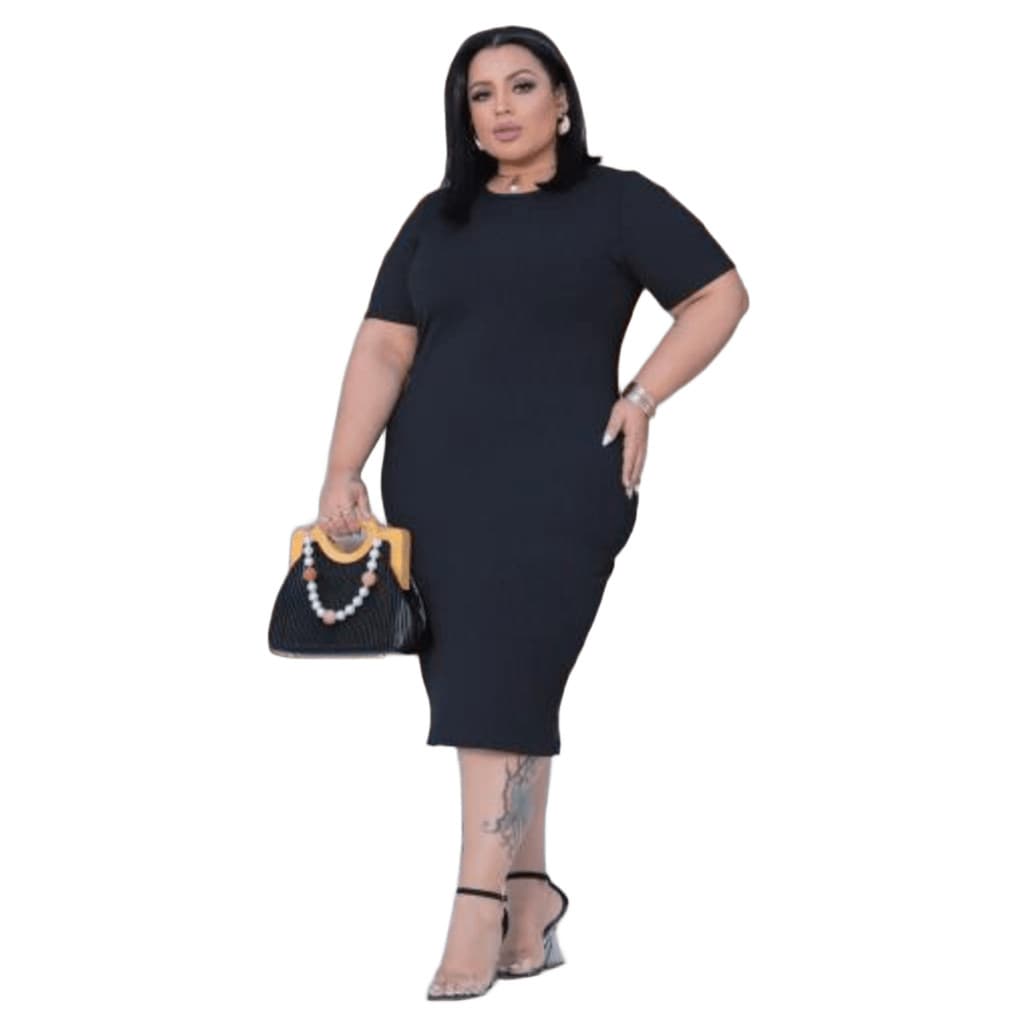 Vestido Feminino Plus Size Canelado Elegância Moda Evangélica Clássica e Moderna