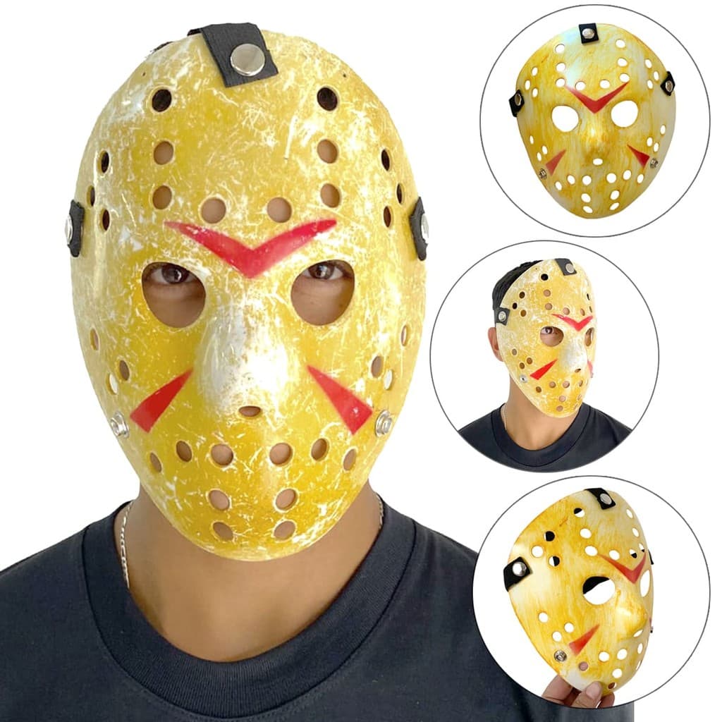 Máscara Jason Friday The 13th Amarelada Acessório para Fantasia