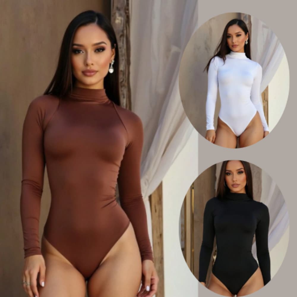 KIT 2x Body Feminino Suplex Segunda pele Cacharrel Manga Longa Gola Alta KIT COM 3 PRONTA ENTREGA