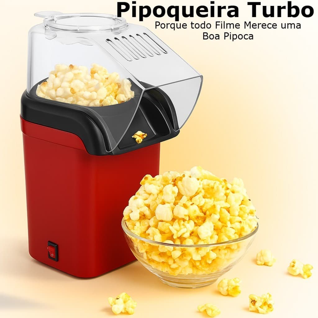 Pipoqueira Elétrica Sem Óleo Pipoca 110v Máquina Ar Quente Cozinha Cinema Filmes Saudável Potente