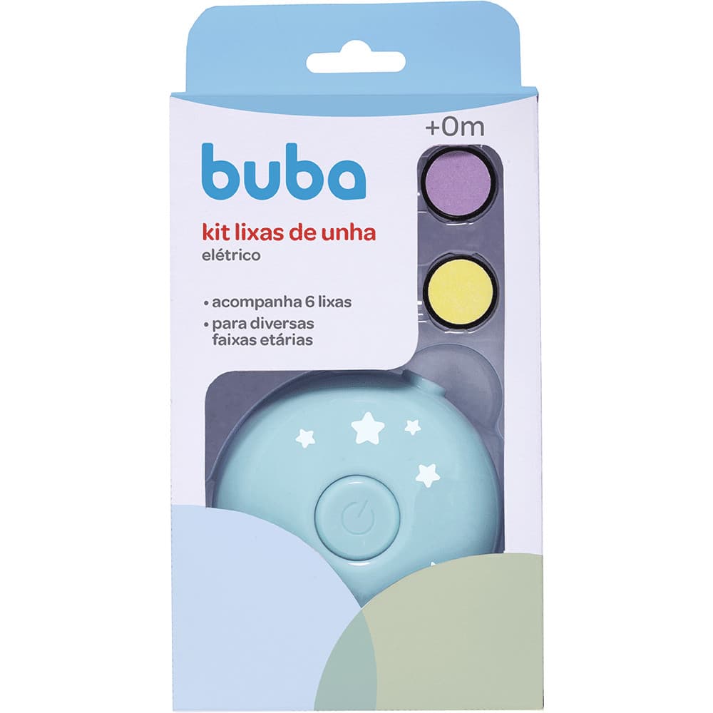 Kit Lixa de Unha Elétrico Buba Acompanha 6 Lixas Com Textura Aparador Cortador Unhas Bebê Infantil RN 0M