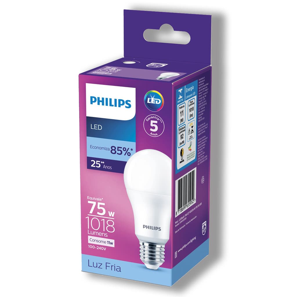 Lampada Bulbo Led Philips 11W bivolt Luz Branca 6500K E27