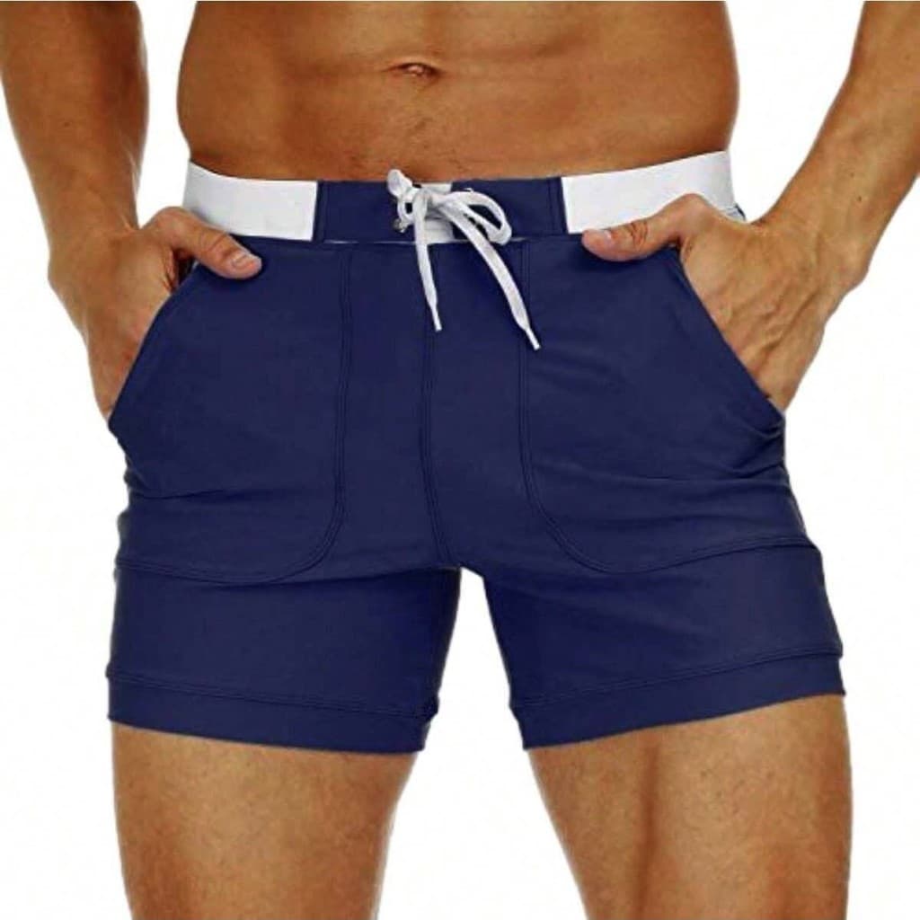 SUNGA masculinos de verão Calções de banho de secagem rápida Nlyon Bolsos com cordão Forro  praia