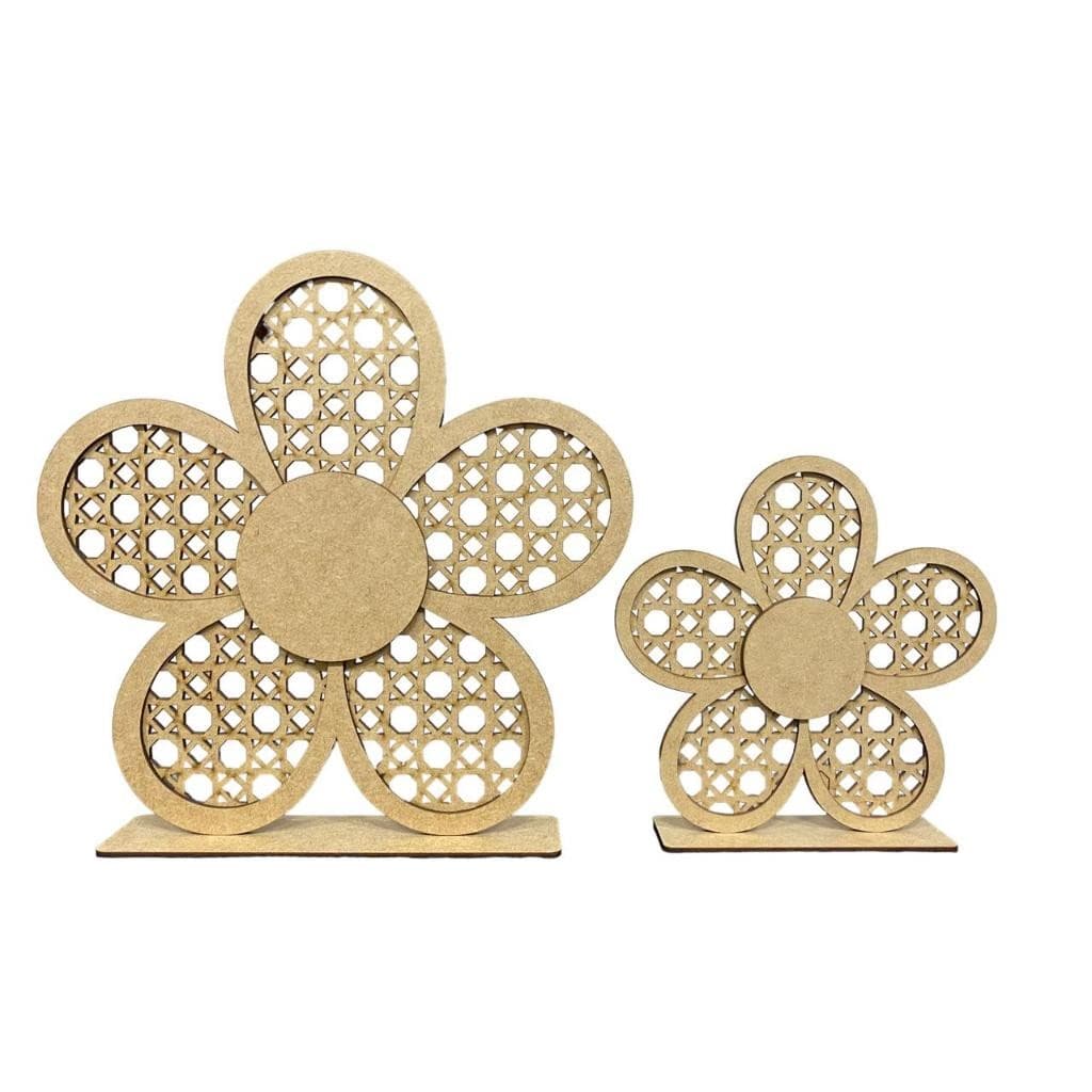 Kit Flor Aplique de Palha Mdf Para Decoração de Festa 2 Peças