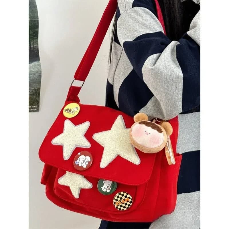 Ombro Estrela Vintage Star Shoulder Feminino Fofo E Durável Classe Estudante Crossbody Simples Tudo Em Combinação Elegan