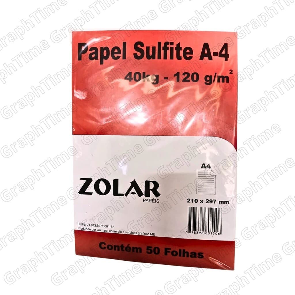 Kit Papel Sulfite A4 120g 50 Folhas Zolar para Escritório