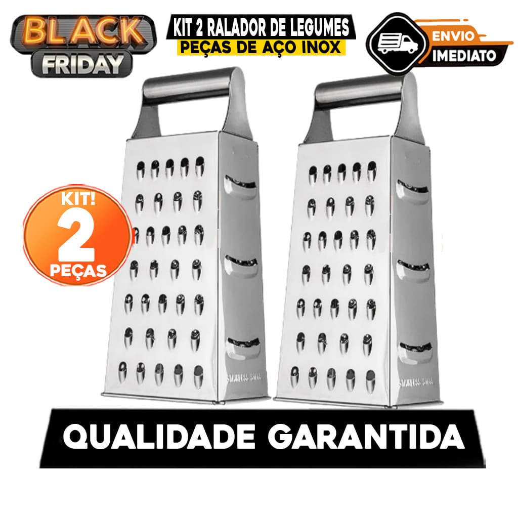 Kit 2 Ralador De Legumes Inox 4 Faces Aço Inox Para Casa Cozinha Restaurante Lanchonete 21Cm