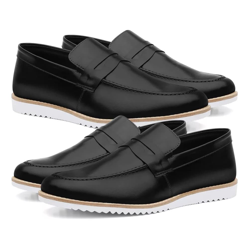Sapato Mocassim Masculino Loafer Oxford Sem Cadarço Slip On Kit Dois Pares