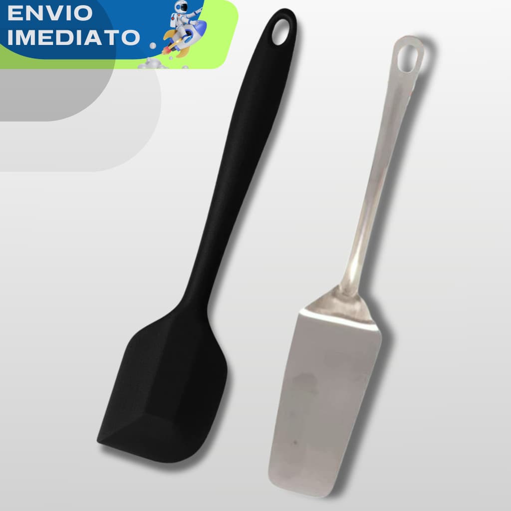 KIT Espátula Pão Duro Silicone Espátula Bolo Inox Confeitaria Utensílios Cozinha Restaurante Lanche Doce Qualidade