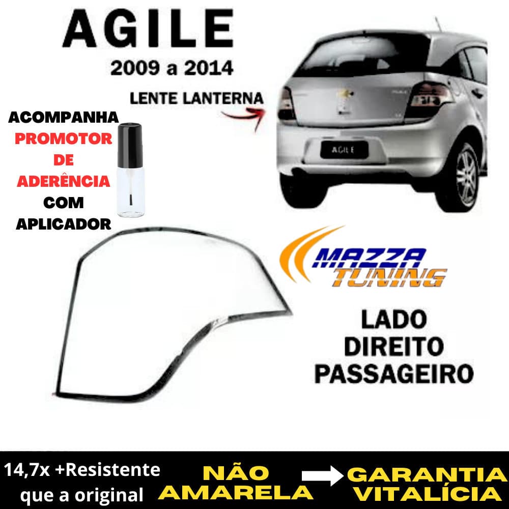 Lente Lanterna Traseira Chevrolet Agile 2009 a 2014 Direita Passageiro