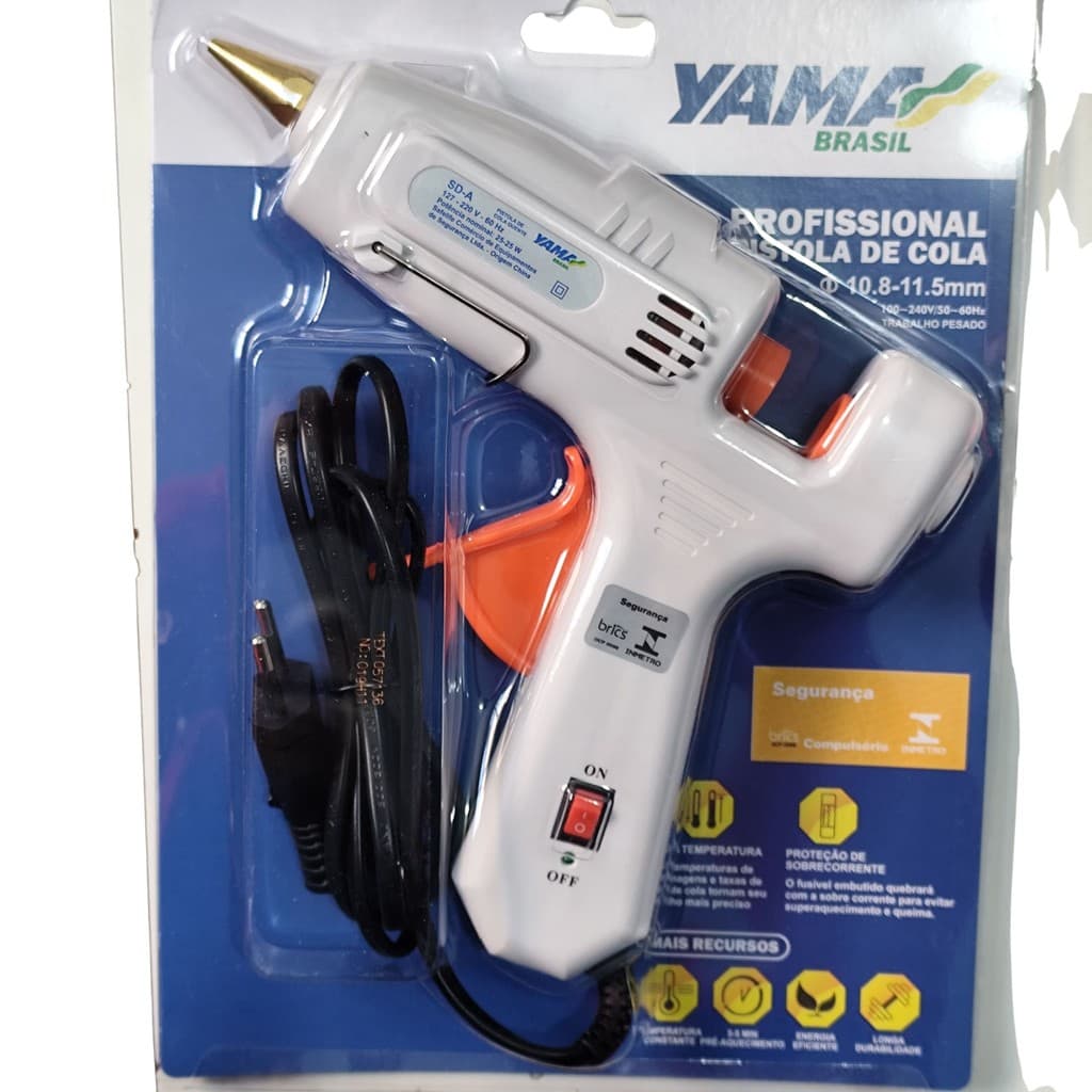 Pistola para Cola Quente Profissional - Até 100W de potência máxima - Grande, bastão grosso