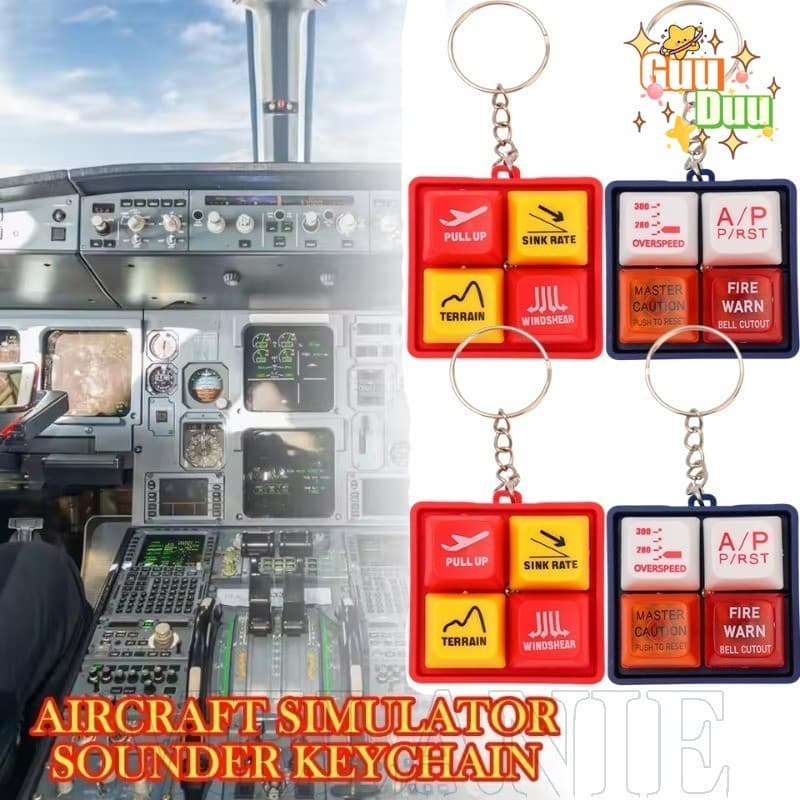 [Guudu] Chaveiro Simulador De Som De Avião-Presentes Para Ferramentas De Treinamento Piloto-De Alerta De Emergência Com