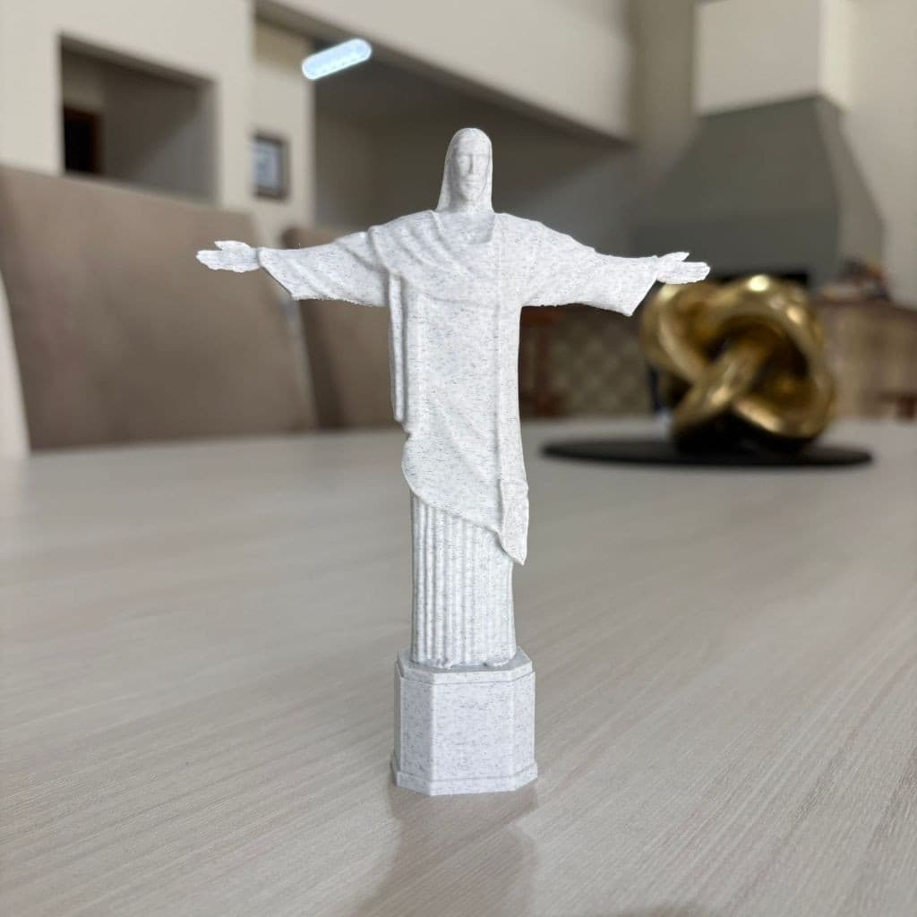 Escultura Cristo Redentor Rio de Janeiro Feito em Impressora 3D Moderno Decoração Efeito Marmorizado