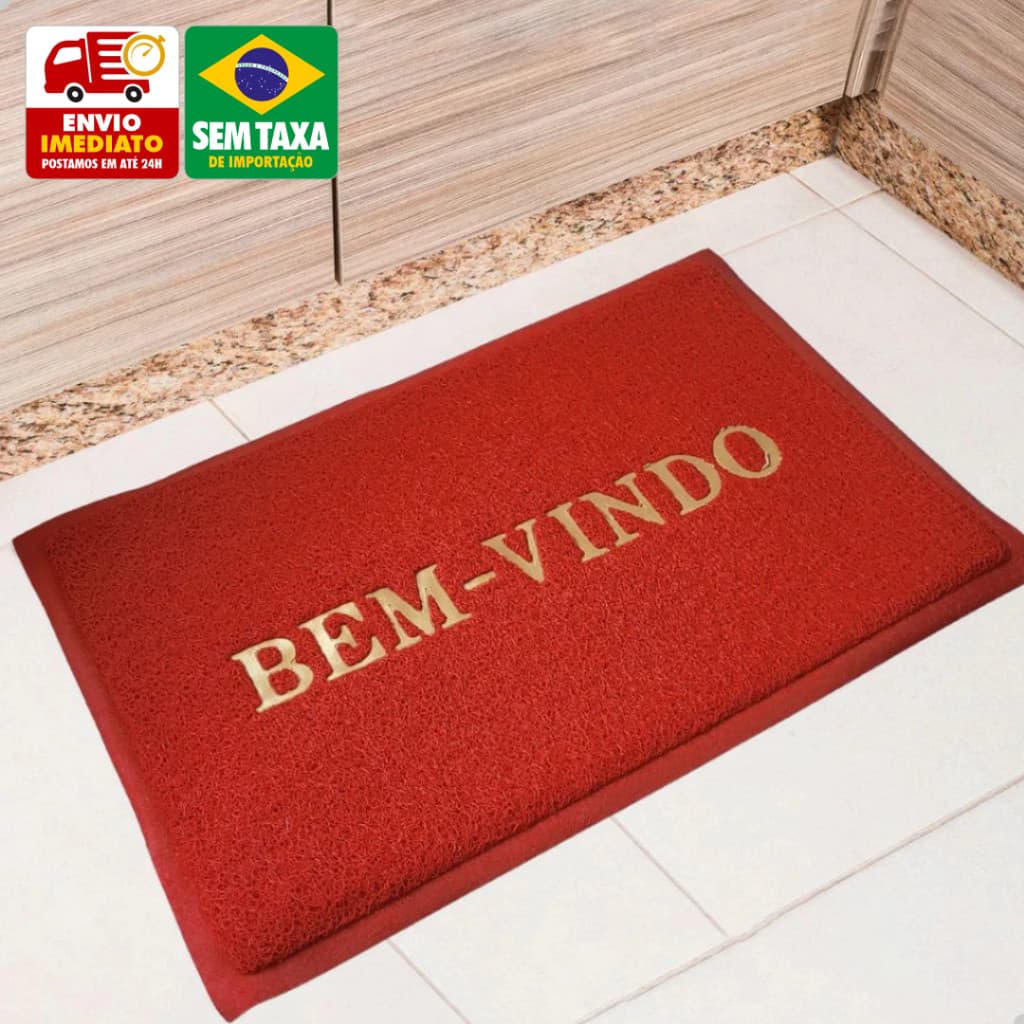 Capacho Bem-Vindo Multicolorido 60x40cm Entrada de Casa Tapete Antiderrapante PVC Emborrachado