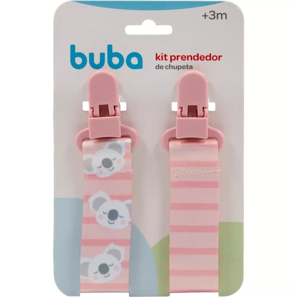 Kit 2 prendedores de chupeta Buba coala kit prendedor bico rosa