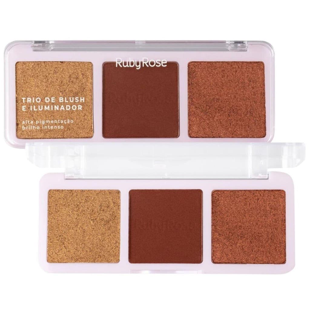 TRIO DE BLUSH E ILUMINADOR RUBY ROSE HB-583-2 20,8G