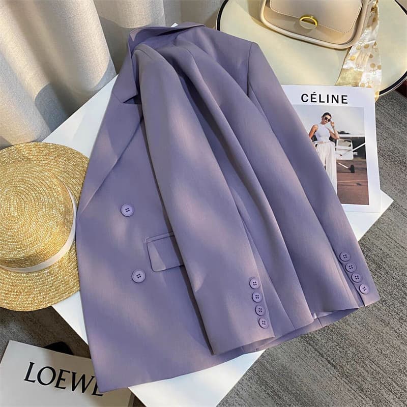 Versão coreana Casual topo 2026 primavera novo estilo Taro roxo High-End temperamento All-Match Popular terno jaqueta fe