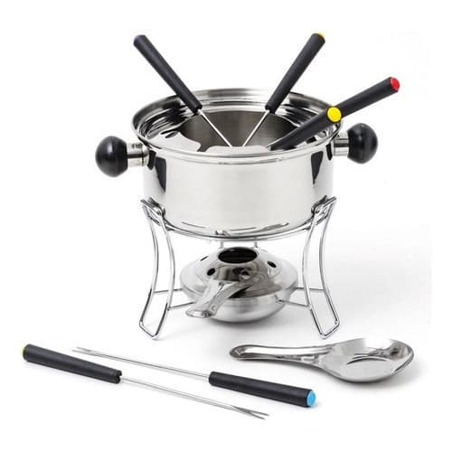 Conjunto Fondue Queijo Chocolate 10 Peças E 1 Litro Inox