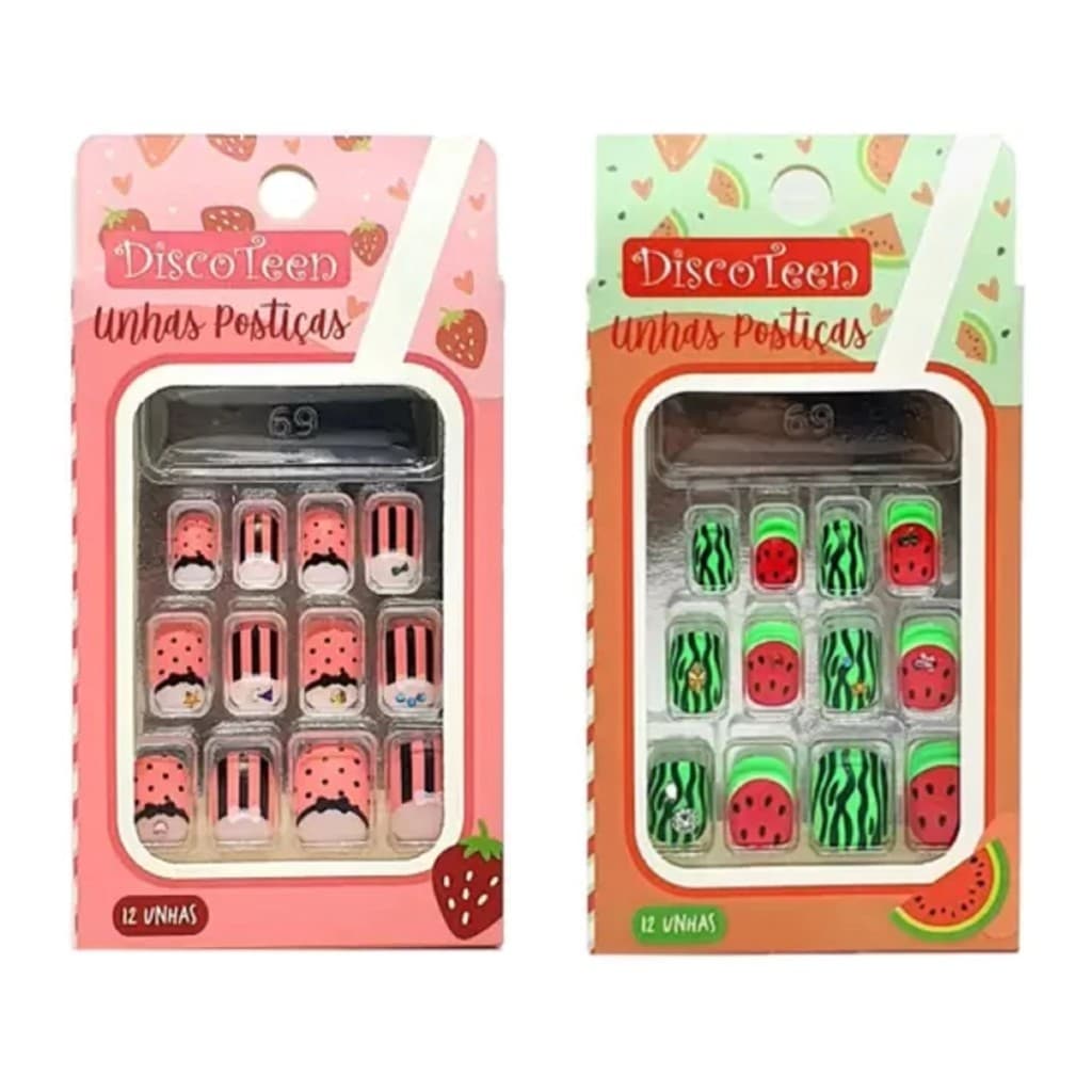 Kit Unhas Postiças Infantil Personalizadas DiscoTeen
