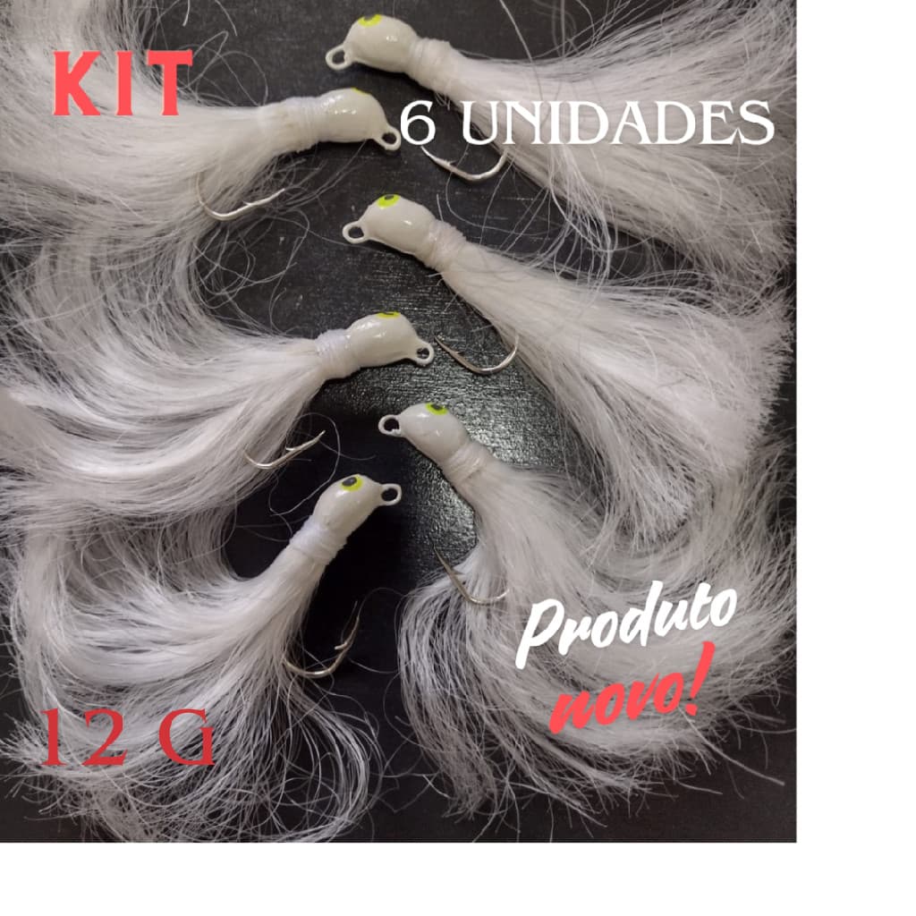 KIT 6 unidades Isca Artificial Xuxinha Jig para Pesca 12 gr cerdas finas