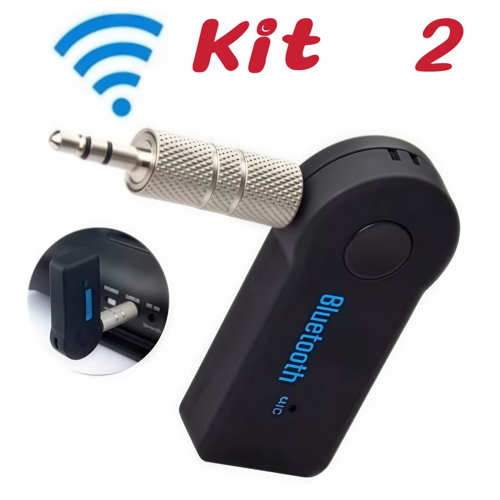 Kit 2 Adaptador Bluetooth P2 Music Call Speaker Carro 3.5mm Sem Fio   alex