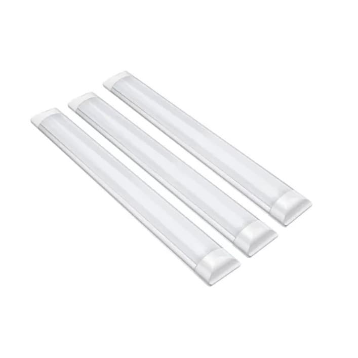 Kit 3un Luminaria slim Led 40w 120cm Linear com calha sobrepor 6500K Preto/Branco 110v/220v