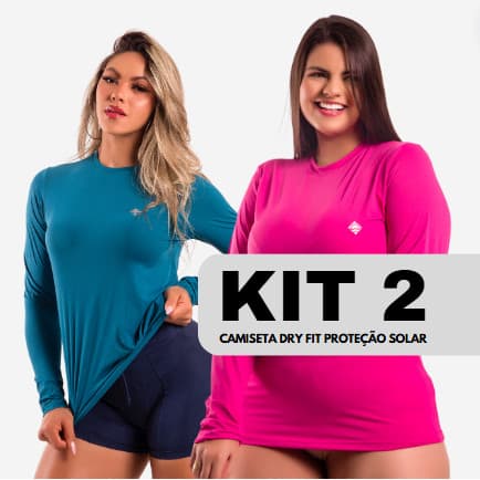 Kits 2 Blusas Térmicas Feminina De Proteção Solar UV 50 Dry Fit Camisa Tecido Gelado Manga Longa Pro Fitness Academia C