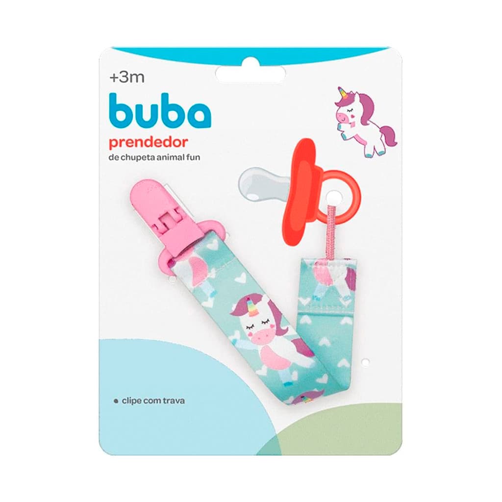 Prendedor De Chupeta Bico Para Bebê Rosa Unicórnio - Buba