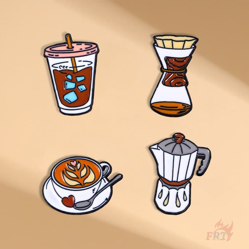 ★ Broches De Suprimentos De Café Artesanais 1Pc/4Pcs Doodle Esmalte De Mochila De Crachás Botão