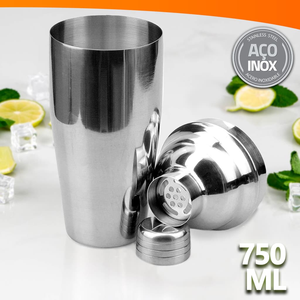 Coqueteleira Profissional Bar Inox Dosador 750ML Drinks Bebidas Caipirinha
