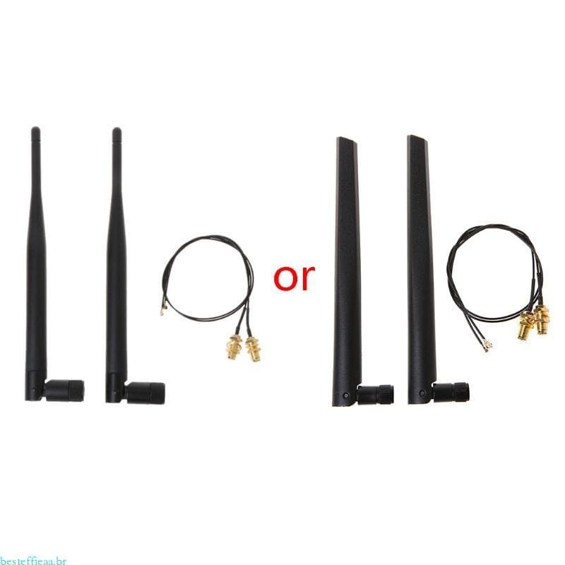 besteffie 2 x 6dBi WiFi RP-SMA Antena Fêmea 2 4GHz 5GHz Banda Dupla + FL IPEX Para Pigtail