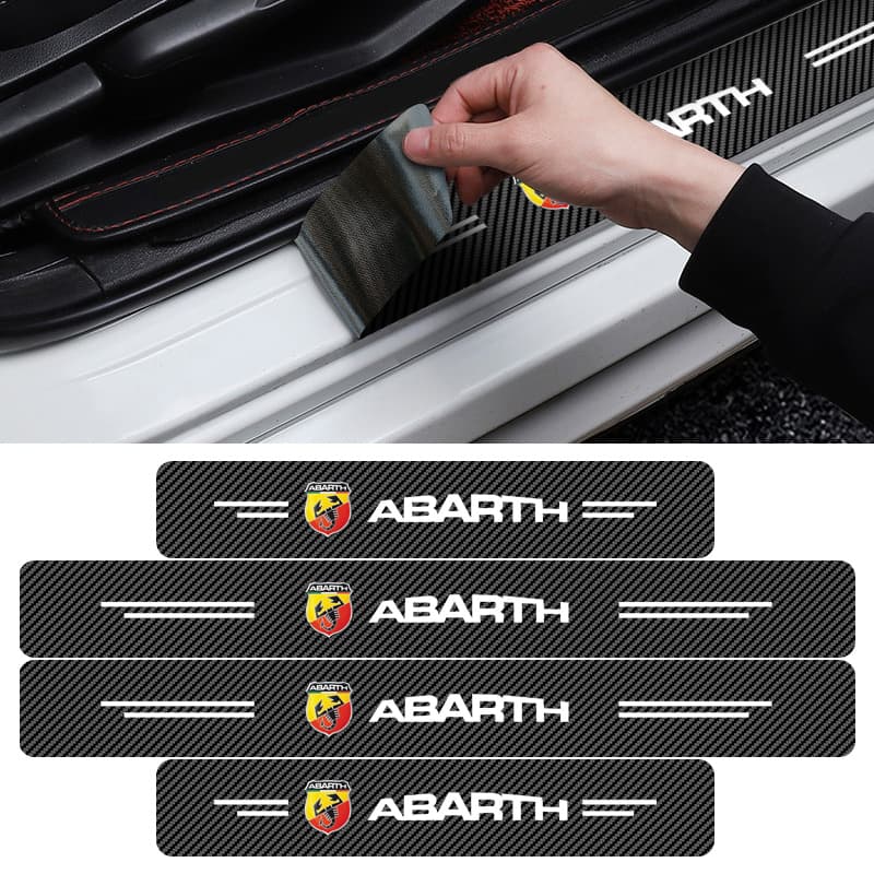 Adesivo De Proteção De Soleira De Porta De Fibra Rbon , 4 Peças , Acessórios De Carro Para Abbas abarth lingua legno Pun