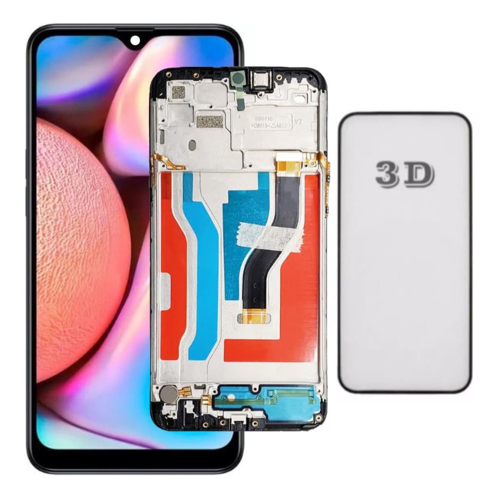 Tela Compativel Display Frontal Compatível A10s A107  Com Aro + PELICULA + COLA 15ML AQUICELLBSB
