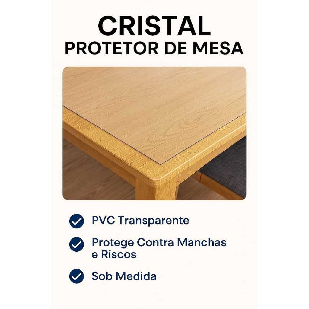 Toalha de Mesa de Plástico Transparente Cristal – Para 4, 6 ou 8 Lugares