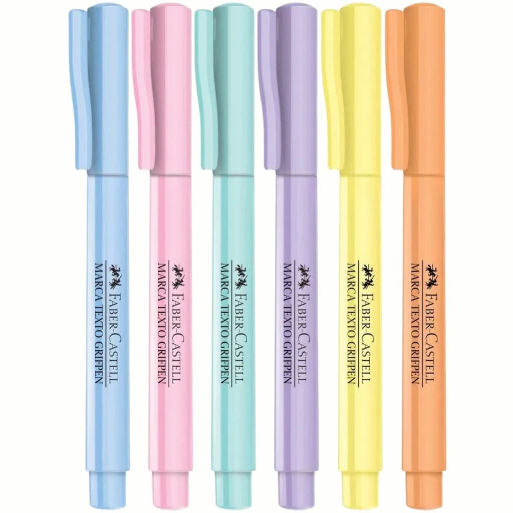 KIT CANETA MARCA TEXTO FABER GRIFPEN PASTEL COM 6 CORES