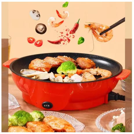 Frigideira Elétrica Antiaderente de Cozinha Portátil Alimentos 110v ou 220v