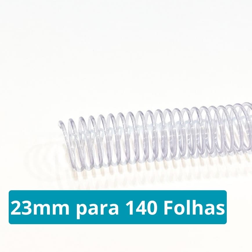 Espiral para Encadernação 23mm Transparente Ofício para 140 Folhas 90g - 10, 20, 30, 40 ou 50 unidades